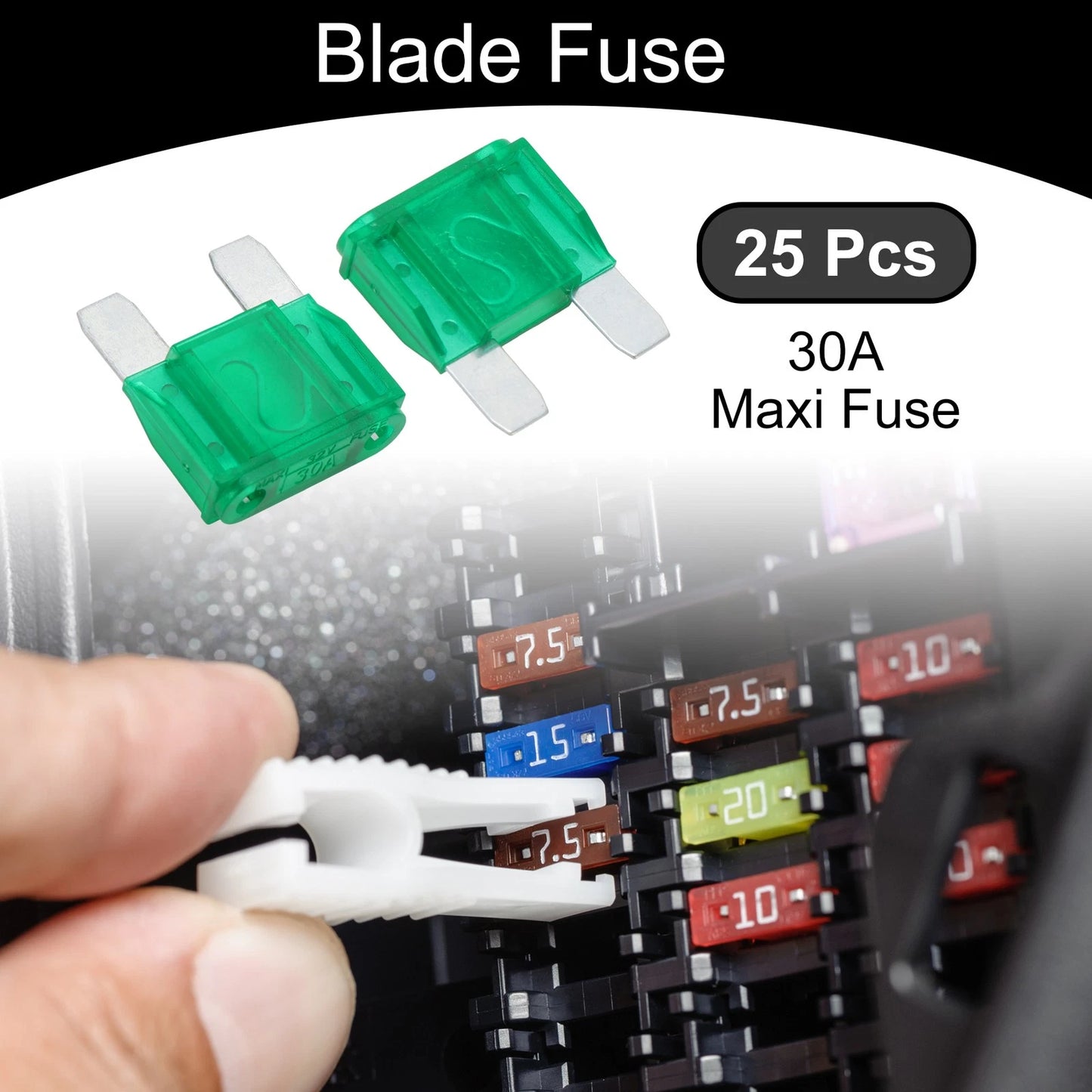 Maxi Fuse / 30A / Blade Fuse (25 Pcs) for Car Boat Truck RV Motorcycle