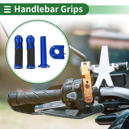 7/8" 22mm Hand Grips Cover Kit Handlebar Rhombus Pattern Blue for Motorcycle