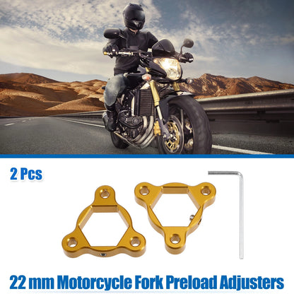 2 x Fork Preload Adjusters for Most Motorcycle Gold Tone