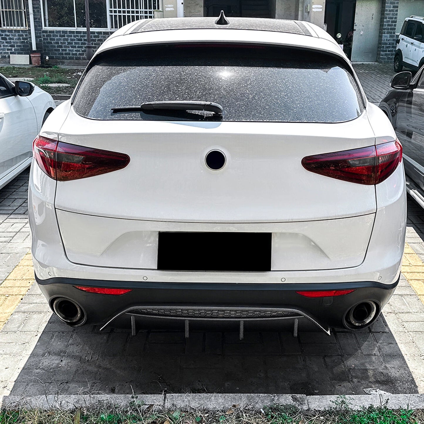 Carbon Look Rear Bumper Diffuser Lip for Alfa Romeo Stelvio (2017-2024)