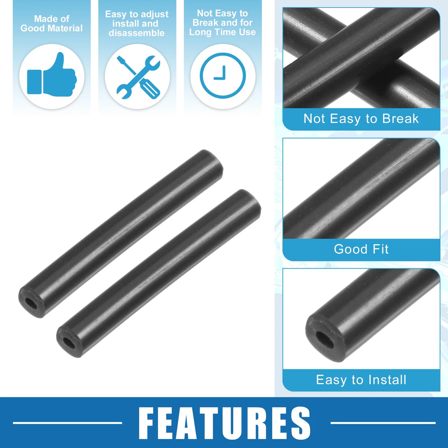 Car Sun Visor Repair Tube for Jeep Wrangler JK JKU 2007-2017 Black 2 x Pack