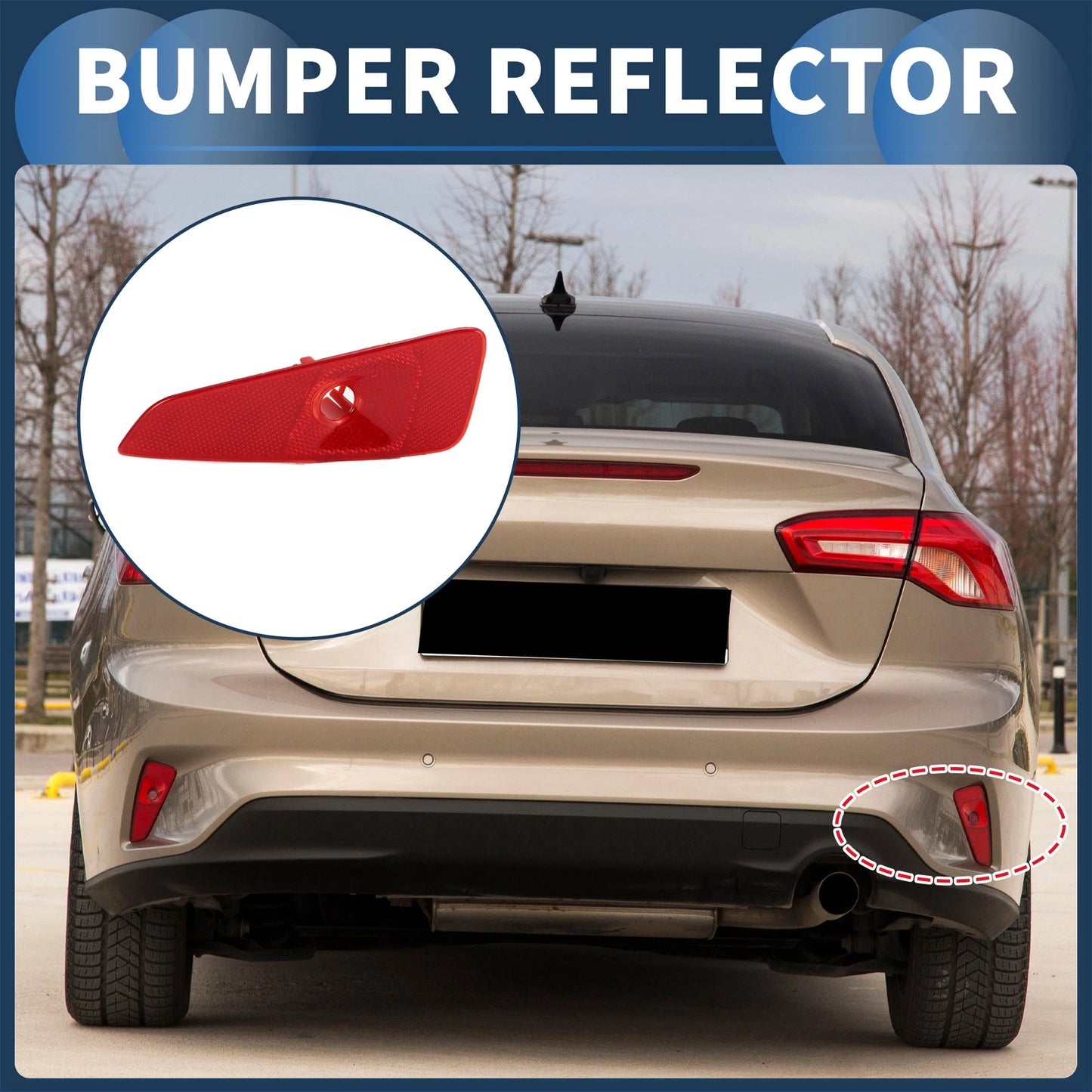 Bumper Reflector for Ford Focus MK4 IV Saloon Red Rear Right (2018-2023)