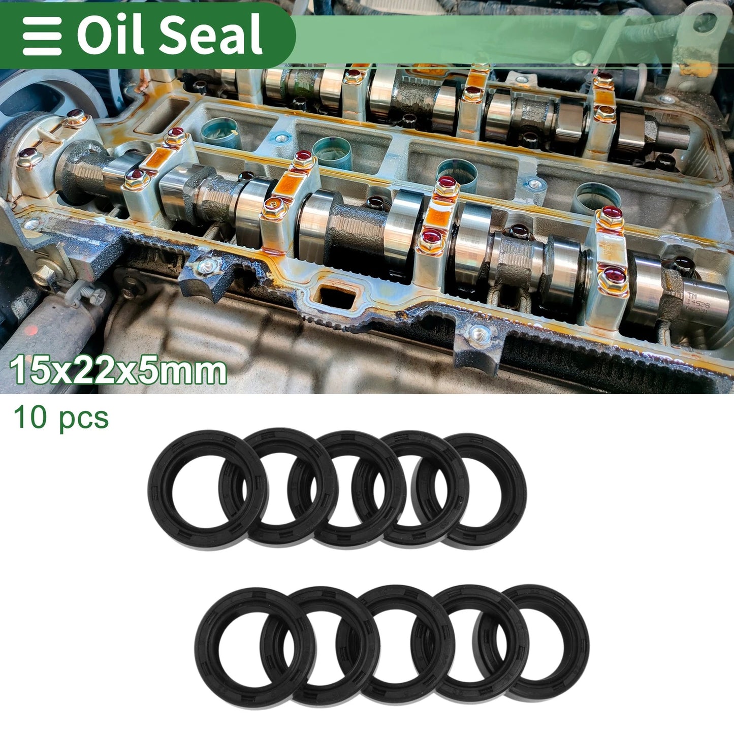 Oil Seal 15x22x5mm Seal Ring Rotary Shaft NBR Rubber High Pressure Black for Make Model