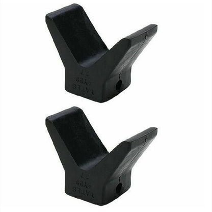 2 Pack 2" Mounting Width Boat Trailer Black Molded Rubber V Bow Stops