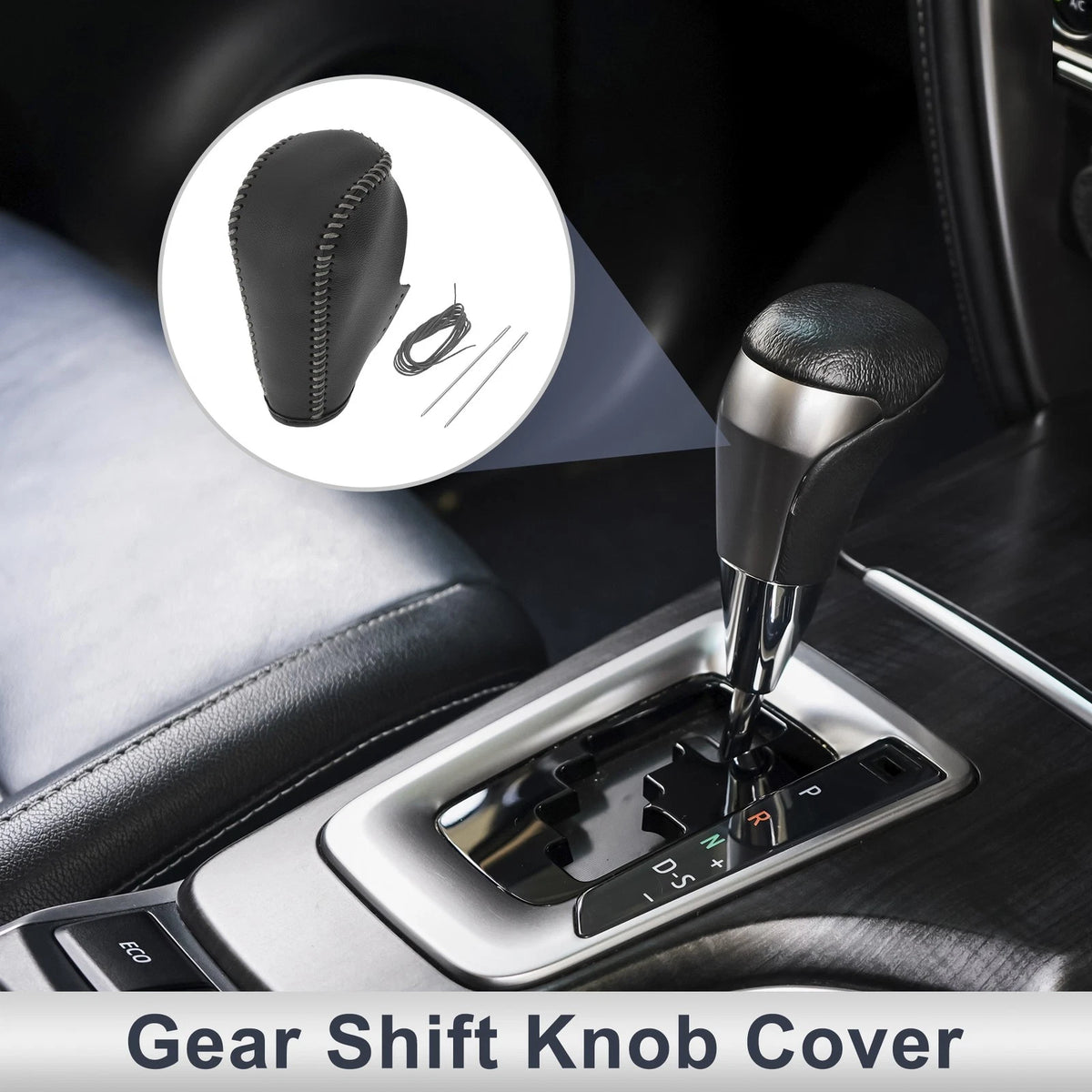 Black Grey Faux Leather Gear Shift Knob Cover for BMW 3 Series (2004-2012)