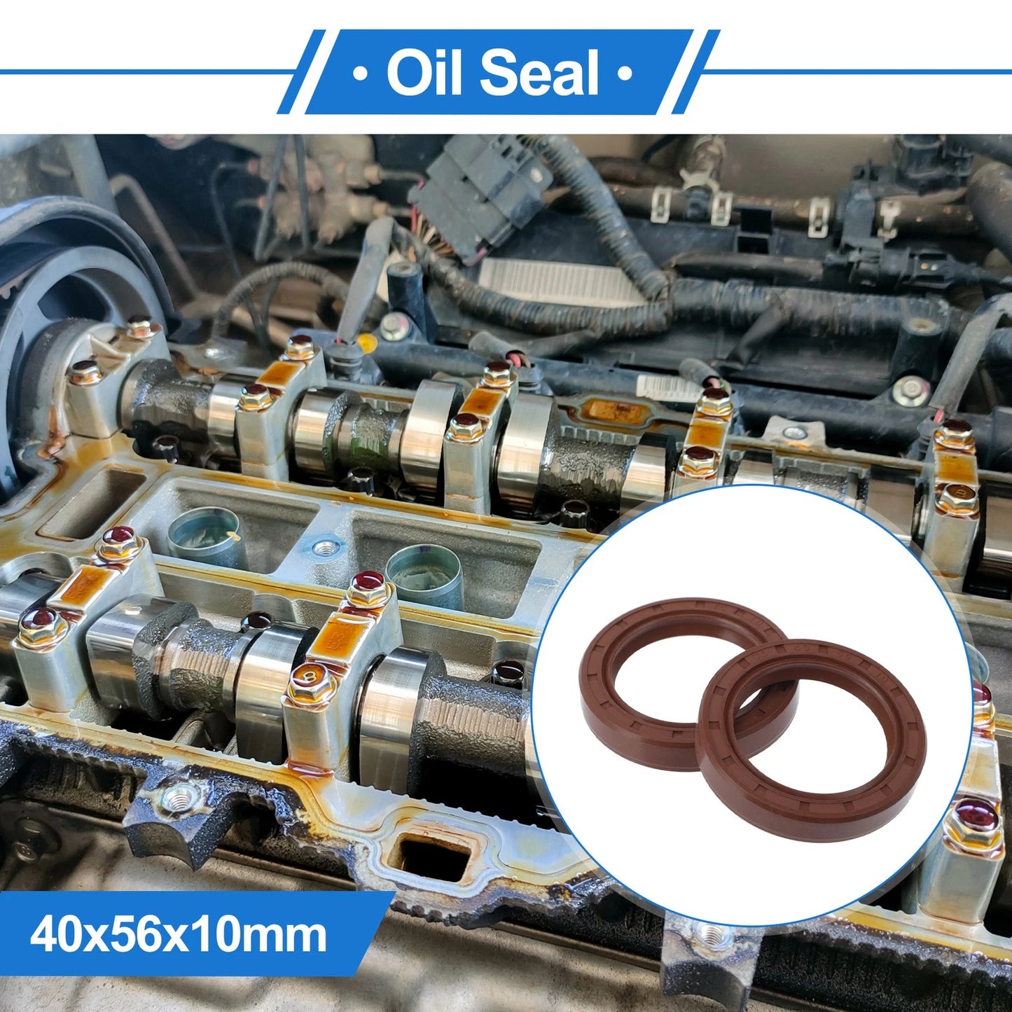Oil Seal Rotary Shaft Seal 40x56x10mm FKM Rubber Brown 2 x Pcs