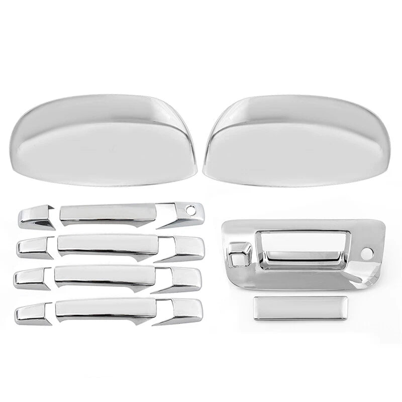 Top Mirror + 4 Door Handles + Tailgate Cover for 07-13 Chevy Silverado