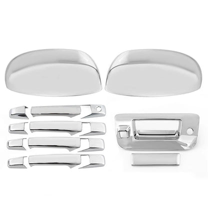 Top Mirror + 4 Door Handles + Tailgate Cover for 07-13 Chevy Silverado
