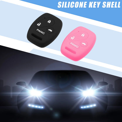 Smart Key Fob Covers for Honda Accord Civic CR-V Pilot Black Pink ()