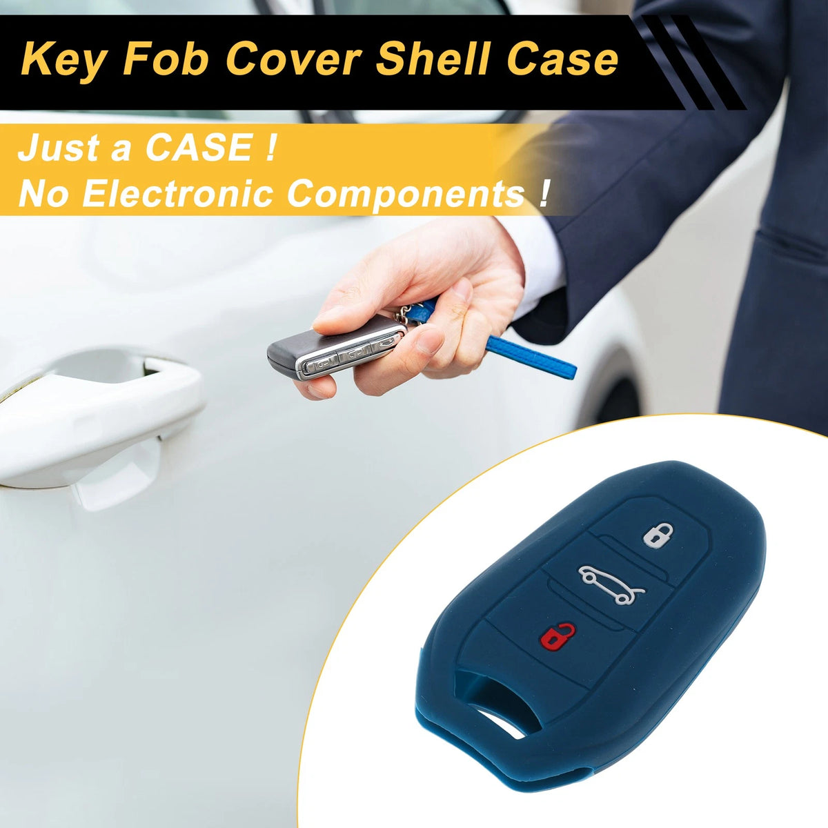 Dark Blue Key Fob Shell Cover for Peugeot 208, e208 (2019-2023)