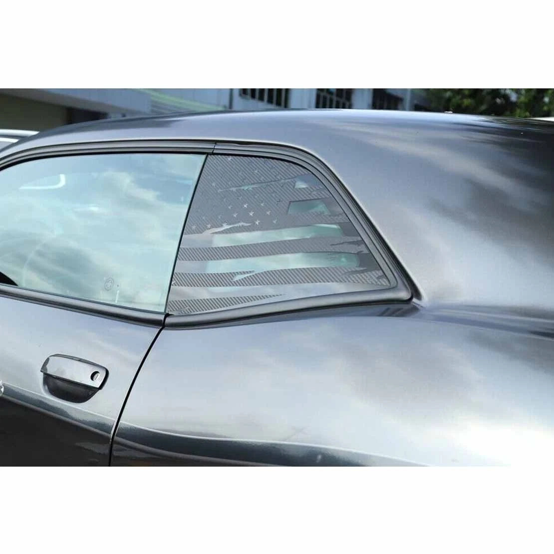 2 x Carbon Fiber Style Rear Window Flags Stickers for Dodge Challenger