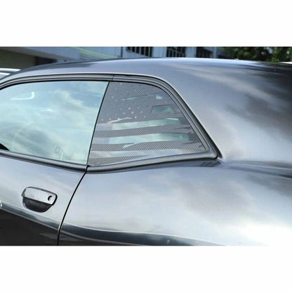 2 x Carbon Fiber Style Rear Window Flags Stickers for Dodge Challenger