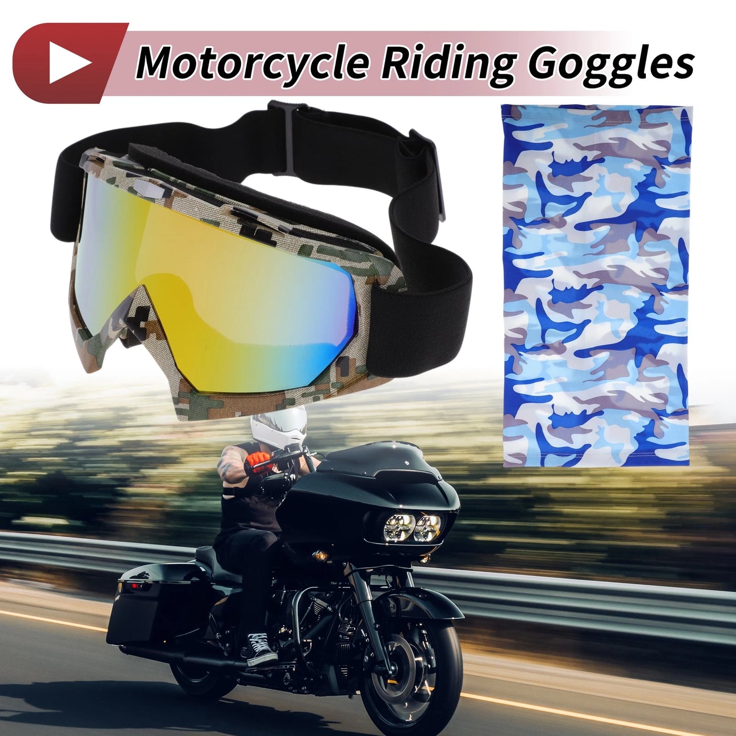 Goggles for Motorcycle Riding Lens Camouflage TPU Cycling Sunglasses
