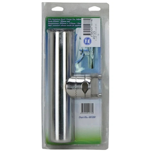 2 x Rail Mount 316 Stainless Steel Camp-On Rod Holders for 25-32mm Rails