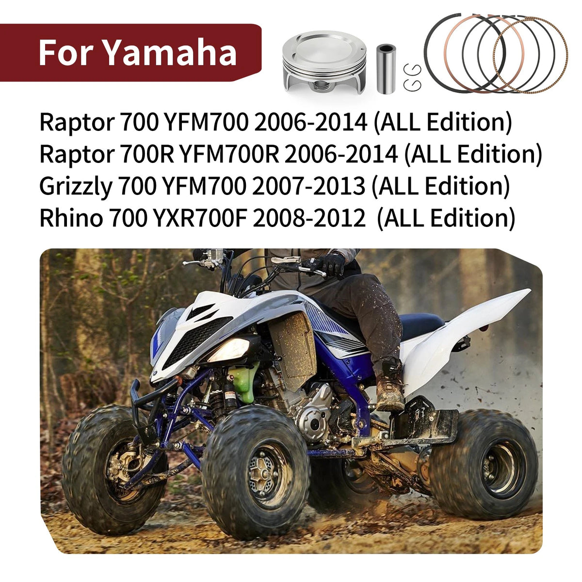 Top End Rebuild 102mm STD Forged Piston for Yamaha Raptor 700R (2006–2014)