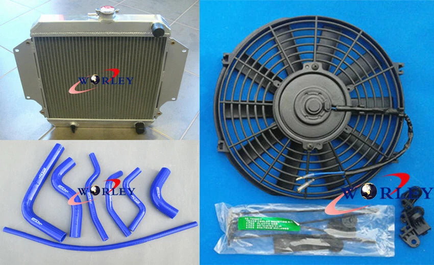 Aluminum Radiator + Red Hose + Fan for Suzuki Sierra 1.3 SJ413 (1984-1996)