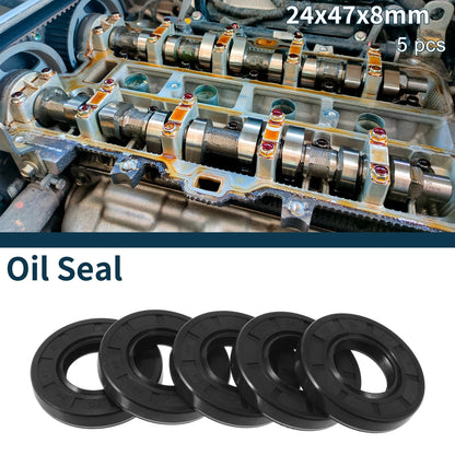 Oil Seal 24x47x8mm NBR Black 5Pcs for Make Model