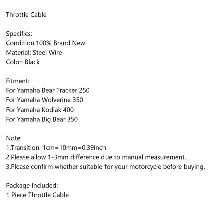 Throttle Cable for Yamaha Bear Tracker 250, Wolverine 350, Kodiak 400 (2000-2006)