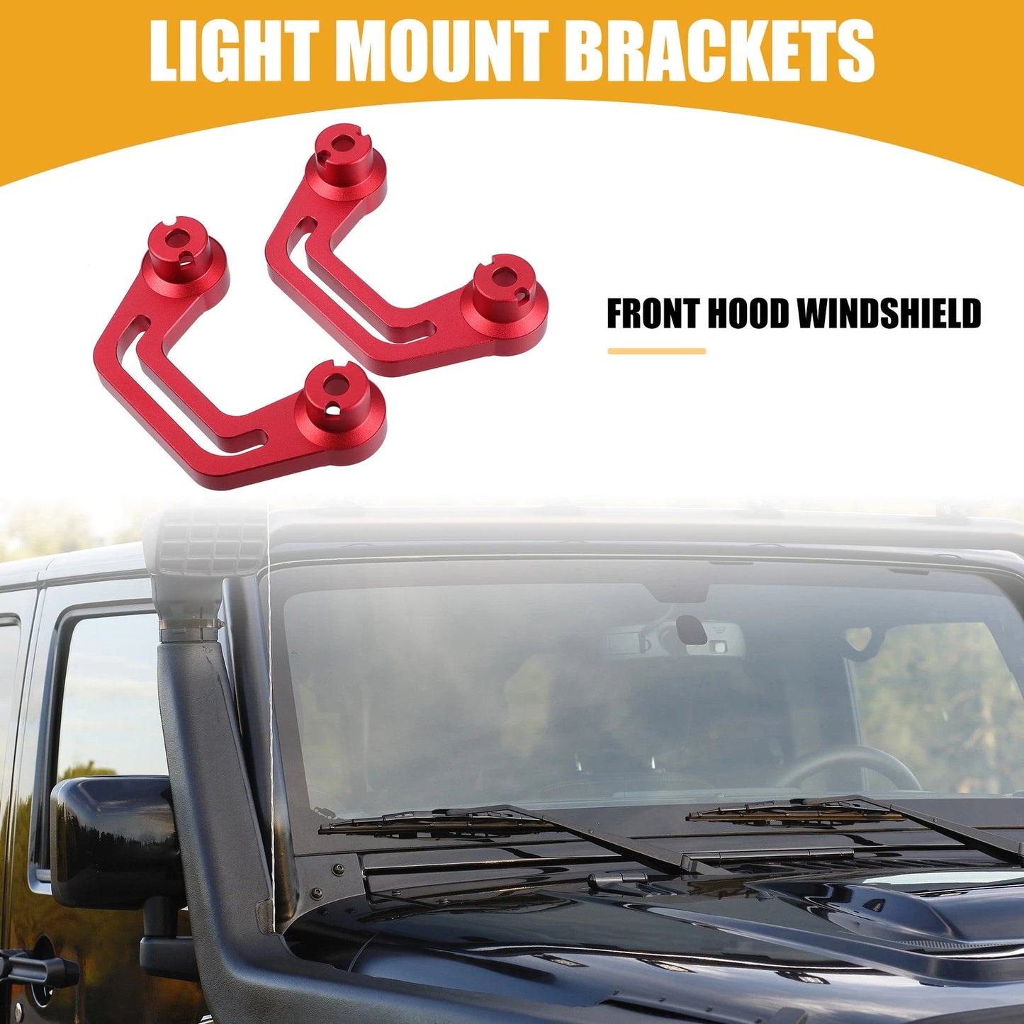 2 x Car Front Light Mounting Holders for Jeep Gladiator JT (2020-2022) Red