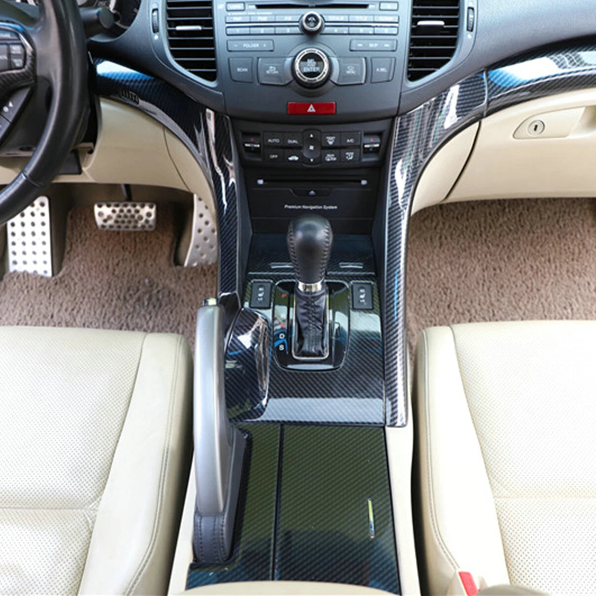 5x Carbon Fiber Central Console Gear Shift Panel Trim for Acura TSX (2009–2014)