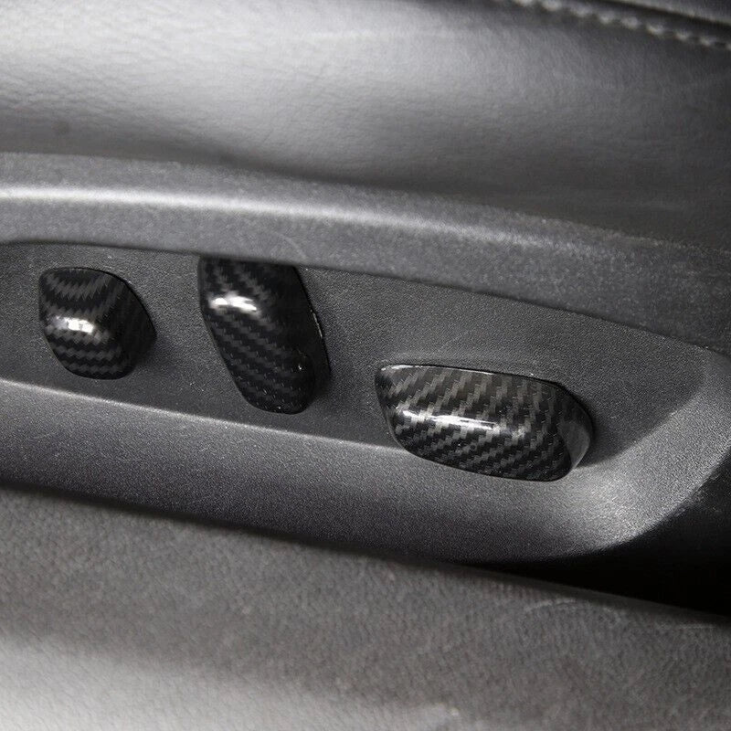 6Pcs Carbon Fiber Seat Button Cover Trim ABS for Corvette C7 (2015–2019)