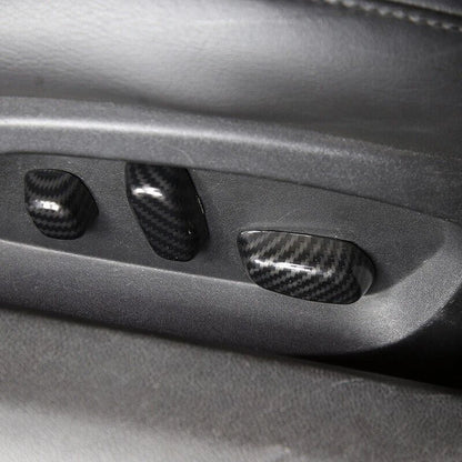 6Pcs Carbon Fiber Seat Button Cover Trim ABS for Corvette C7 (2015–2019)