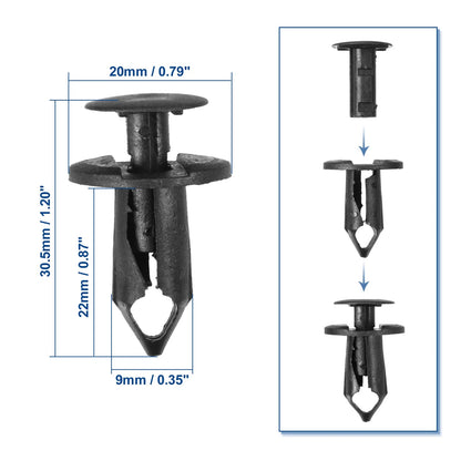 25 x Push Type Rivet Retainer Bumper Fender Fastener for Dodge Honda