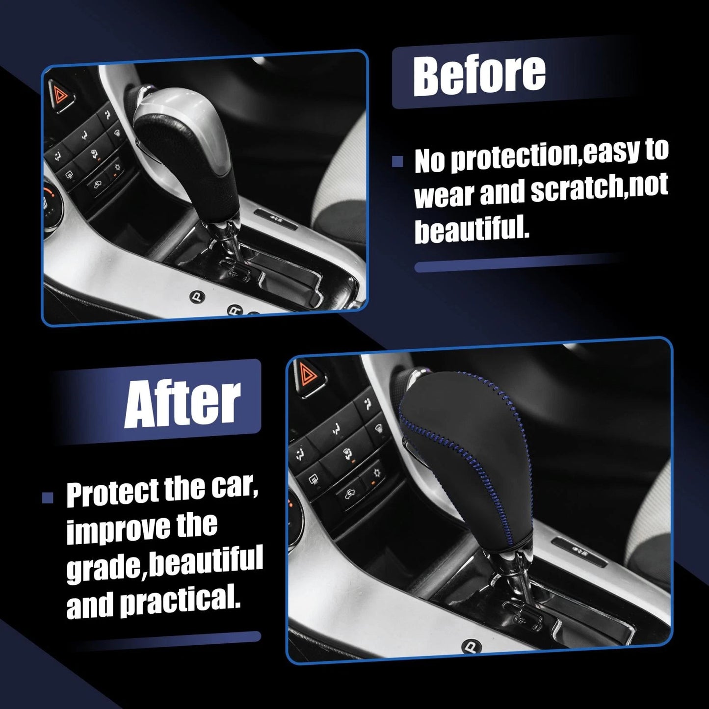 Gear Shift Knob Cover Blue Thread for Cruze 2011-2015 Aveo 2007-2011 (2011-2015)(2007-2011)