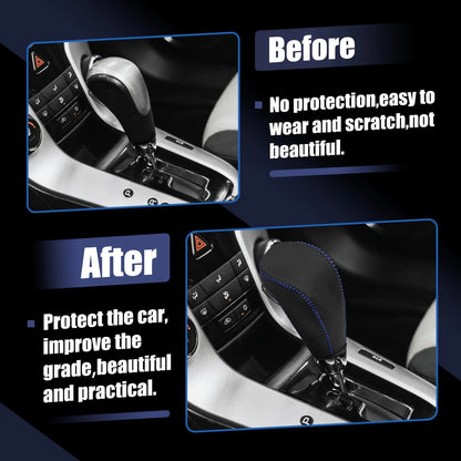 Gear Shift Knob Cover Blue Thread for Cruze 2011-2015 Aveo 2007-2011 (2011-2015)(2007-2011)