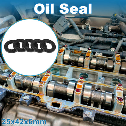 Oil Seal Rotary Shaft Seal Nitrile Rubber 25x42x6mm Black 5 Pcs