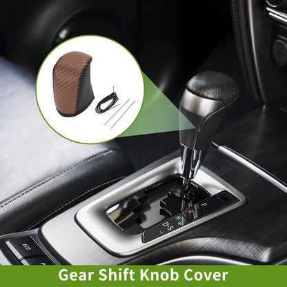 Gear Shift Knob Cover for Dodge Journey (2011-2020) Brown Carbon Fiber Black