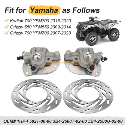 Front Brake Calipers & Disc Rotors for Yamaha Kodiak 700 YFM700 4x4 (2016–2020)