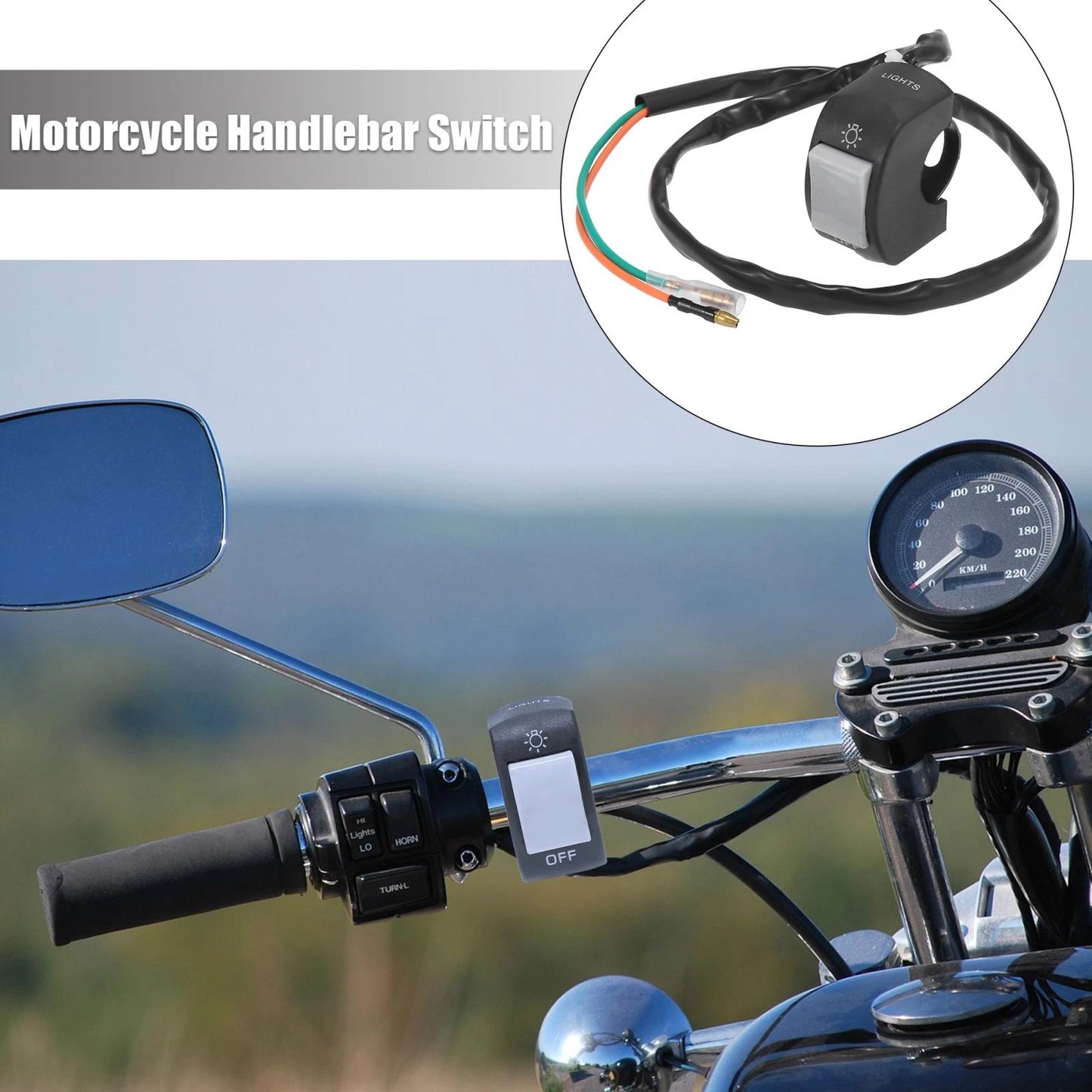 Handlebar Switch / 7/8" / Headlight Toggle Gray for Motorcycle