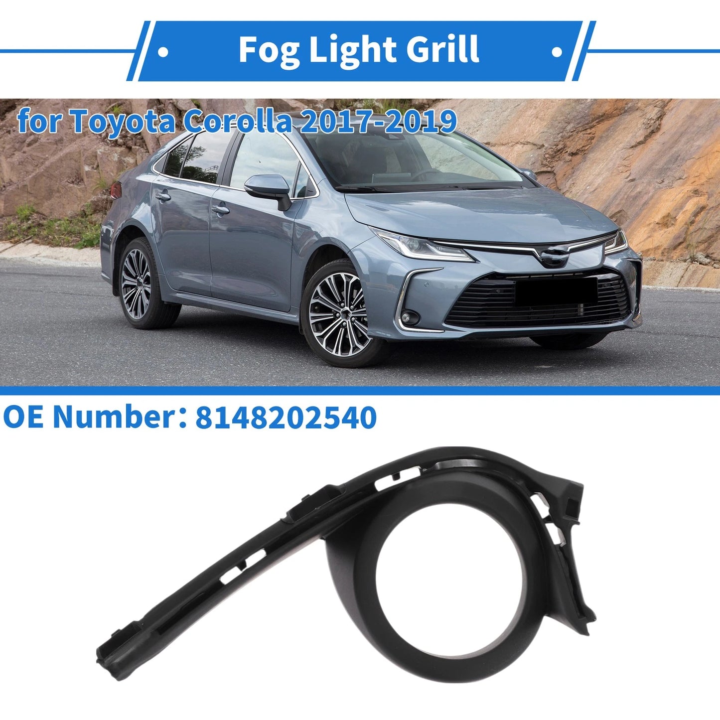 Front Left Fog Light Grill for Toyota Corolla (2015–2019)