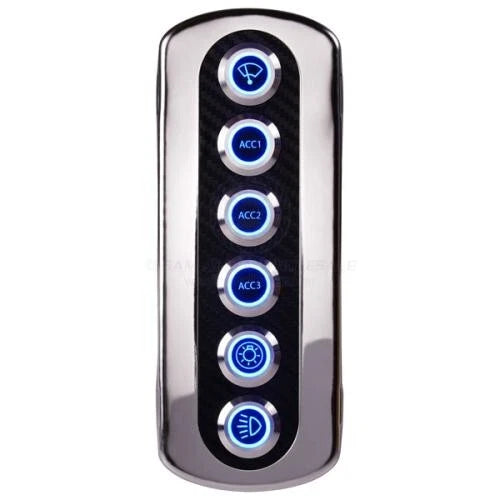 Marine Switch Panel Carbon Fiber Vinyl Stainless Steel Push Button Blue Light