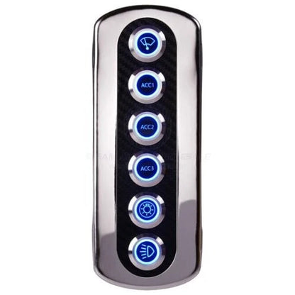 Marine Switch Panel Carbon Fiber Vinyl Stainless Steel Push Button Blue Light