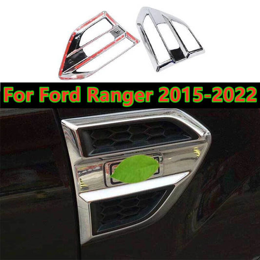 2 x ABS Chrome Front Side Vent Fender Cover Trim for Ford Ranger (2015–2022)