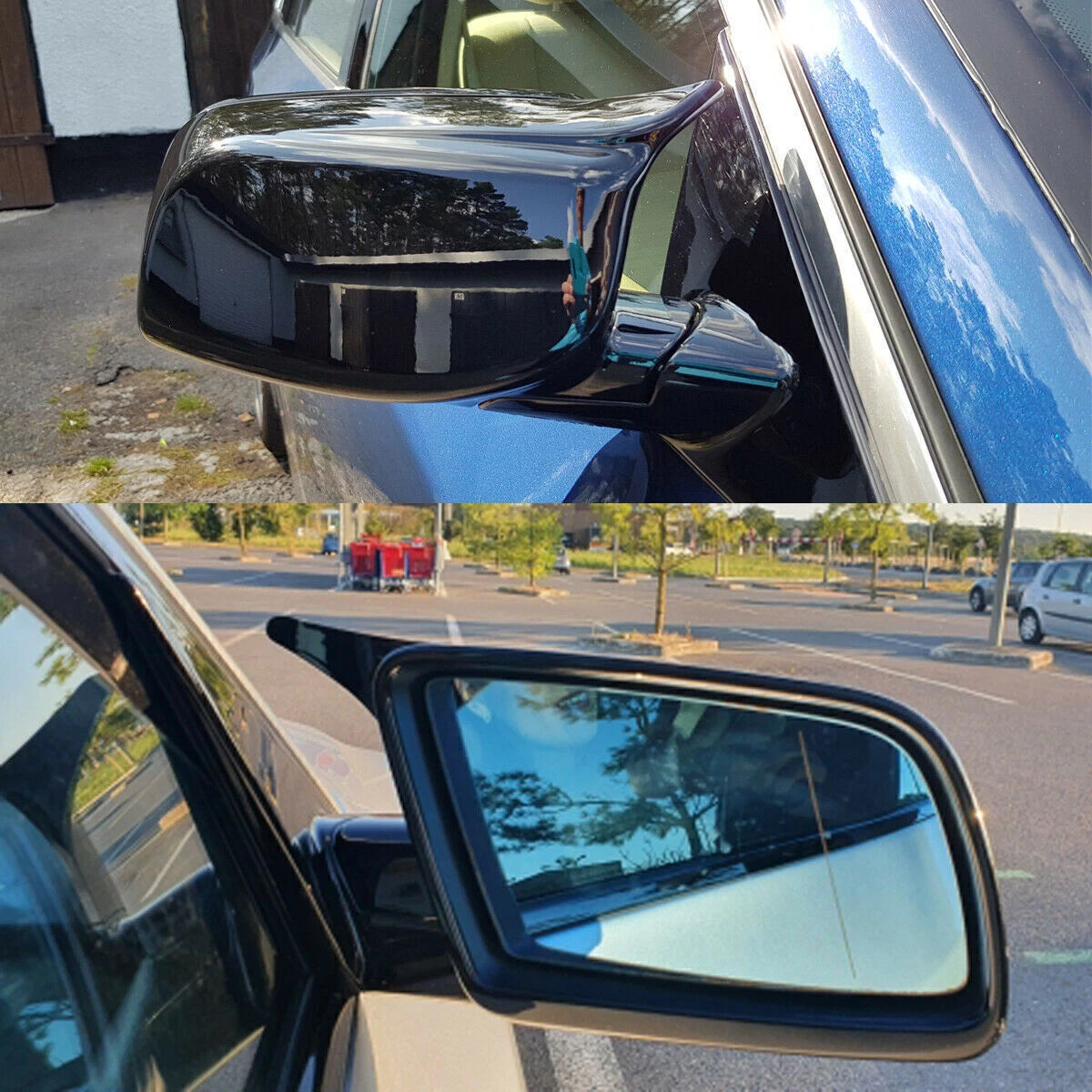 Glossy Black M Style Side Mirror Cover Caps for BMW E60 E61 E63 E64 (2003-2008) 2x
