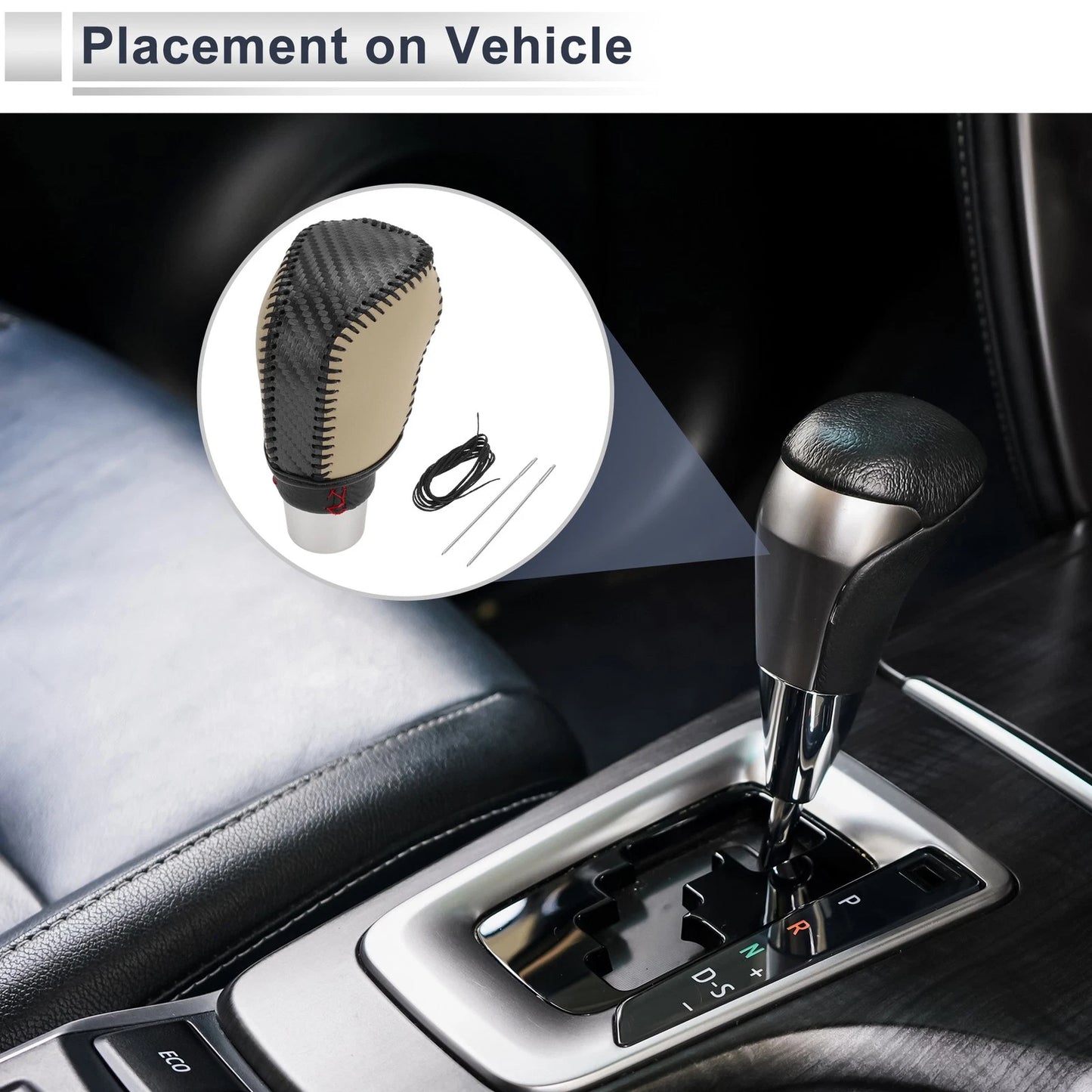 Gear Shift Knob Cover for Toyota Avalon (2019-2022) Black Carbon Fiber