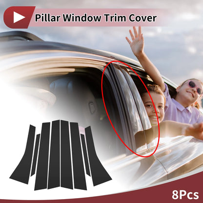 8 Pcs Car Door Pillar Window Trim for Honda Stream 2007-2014 Black