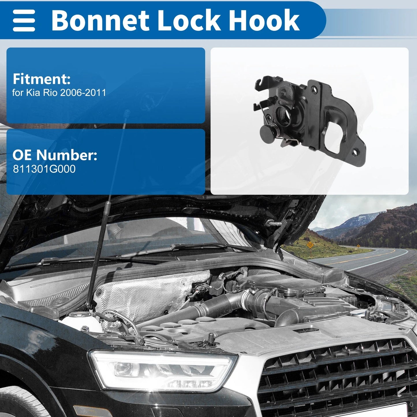 Hood Latch Assembly for Kia Rio (2006-2011)