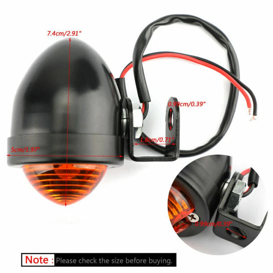 1x Universal Black Mini Flashing Light Indicator for Vintage Motorcycle