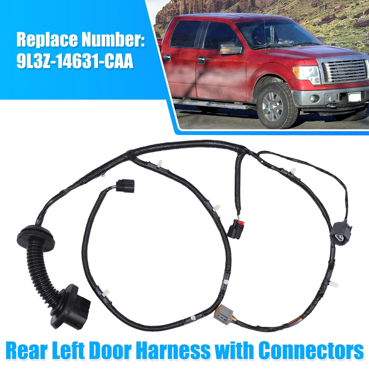 Rear Left Door Harness w/Connector for Ford F150 Crew Cab (2009-2014)