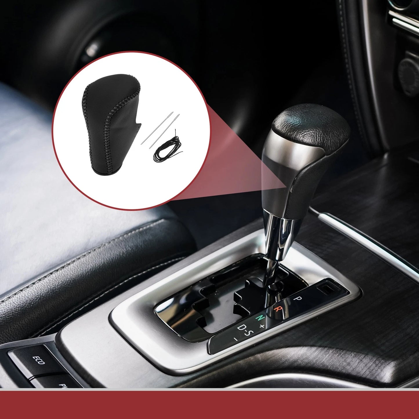 Car Gear Shift Knob Cover for Honda Accord 2008-2012 Black Leather