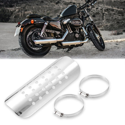 1 Set Exhaust Heat Shield Shield Cover Heel Guard Silver Tone for Motorcycle