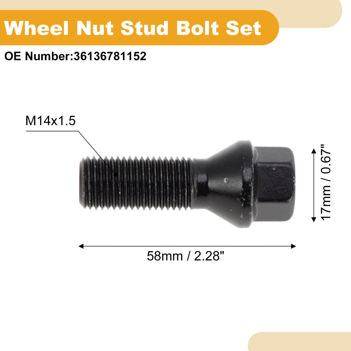 M14x1.5 Wheel Lug Studs for BMW 745i/745Li (2002-2005) - 5 Pcs