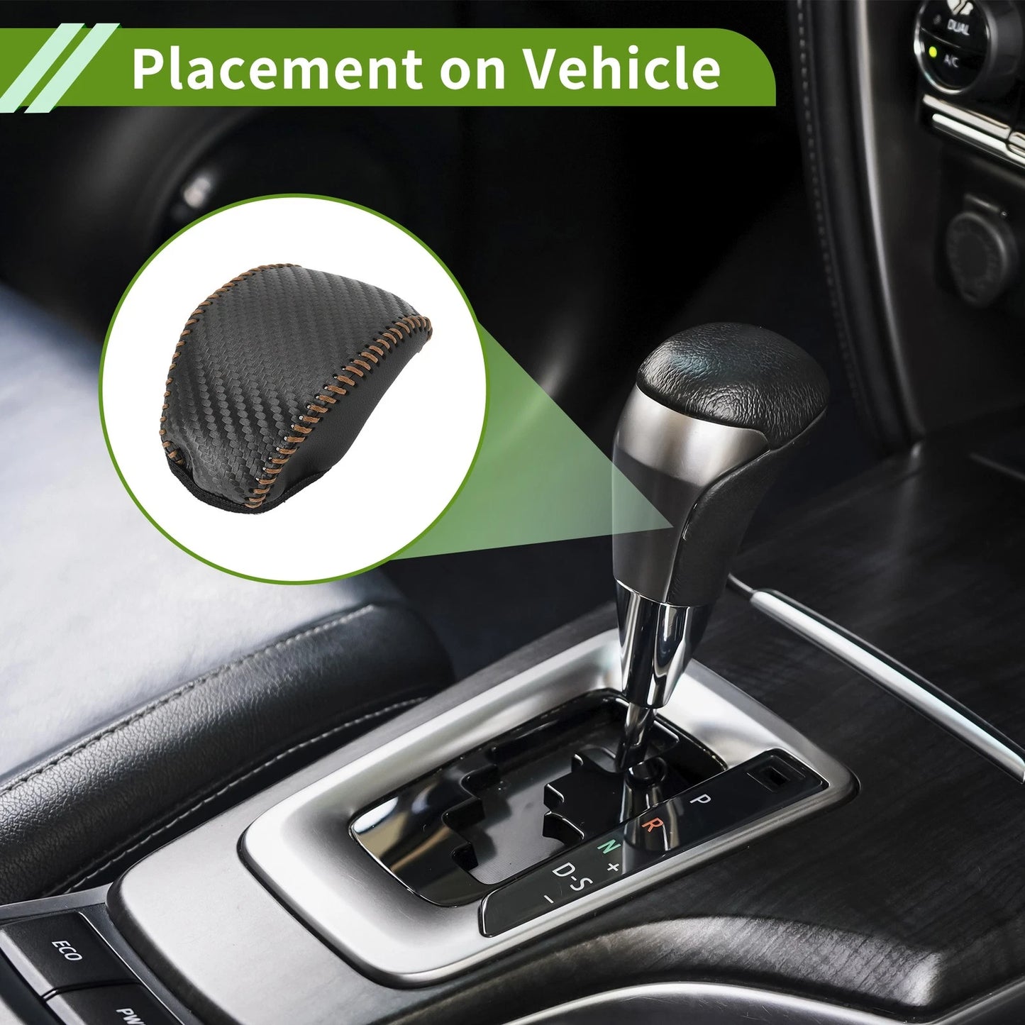 Black Carbon Fiber Gear Shift Knob Cover for Toyota RAV4 (2019-2024)