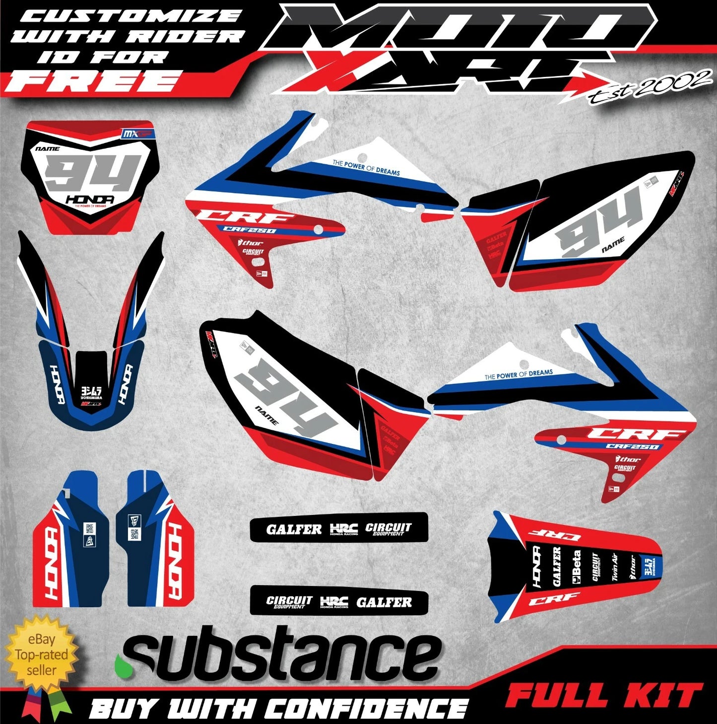Full Custom Graphic Kit for Honda CRF 250 (2004-2005)