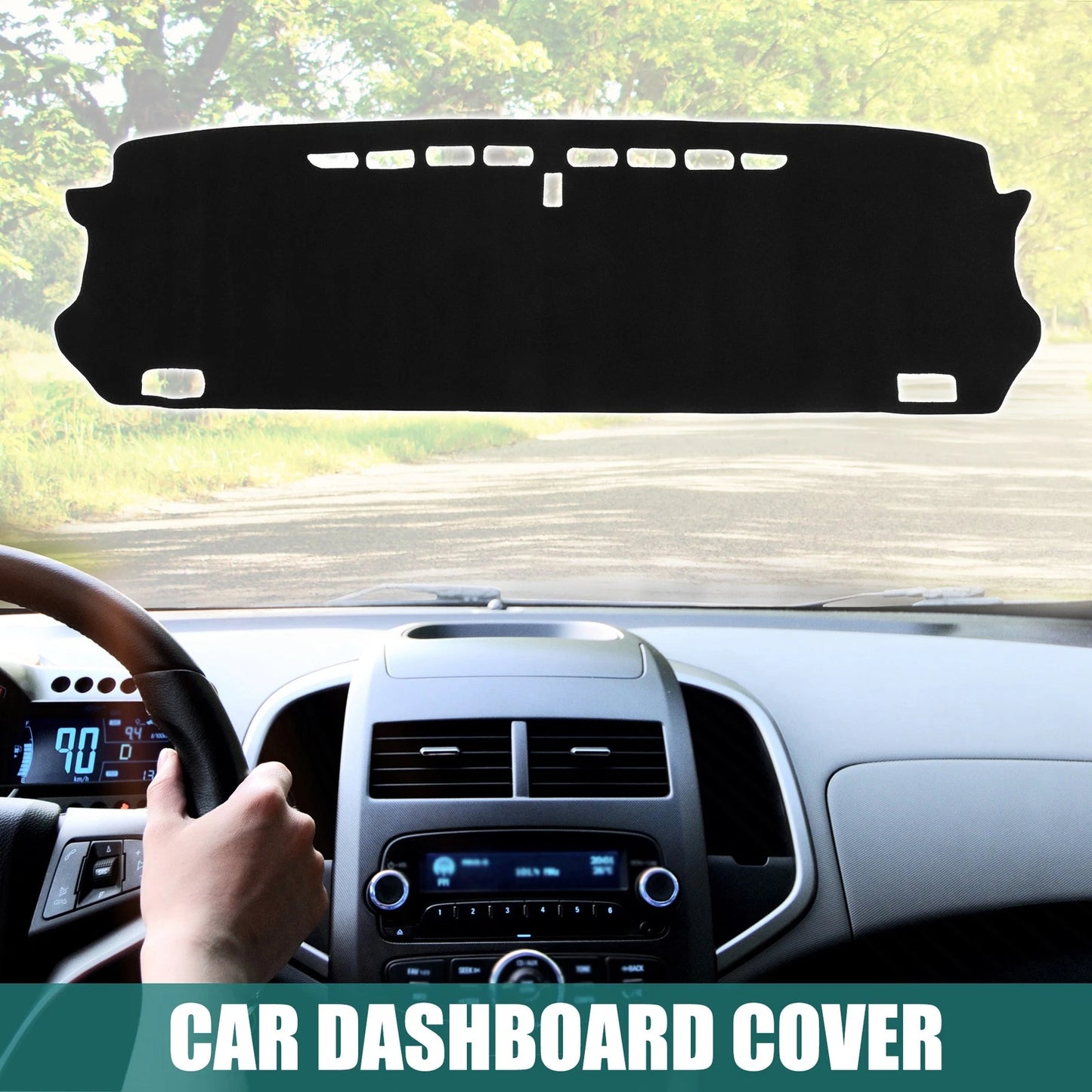 Dashboard Cover Black Polyester Non-slip Mat for Honda Fit (2020-2023)
