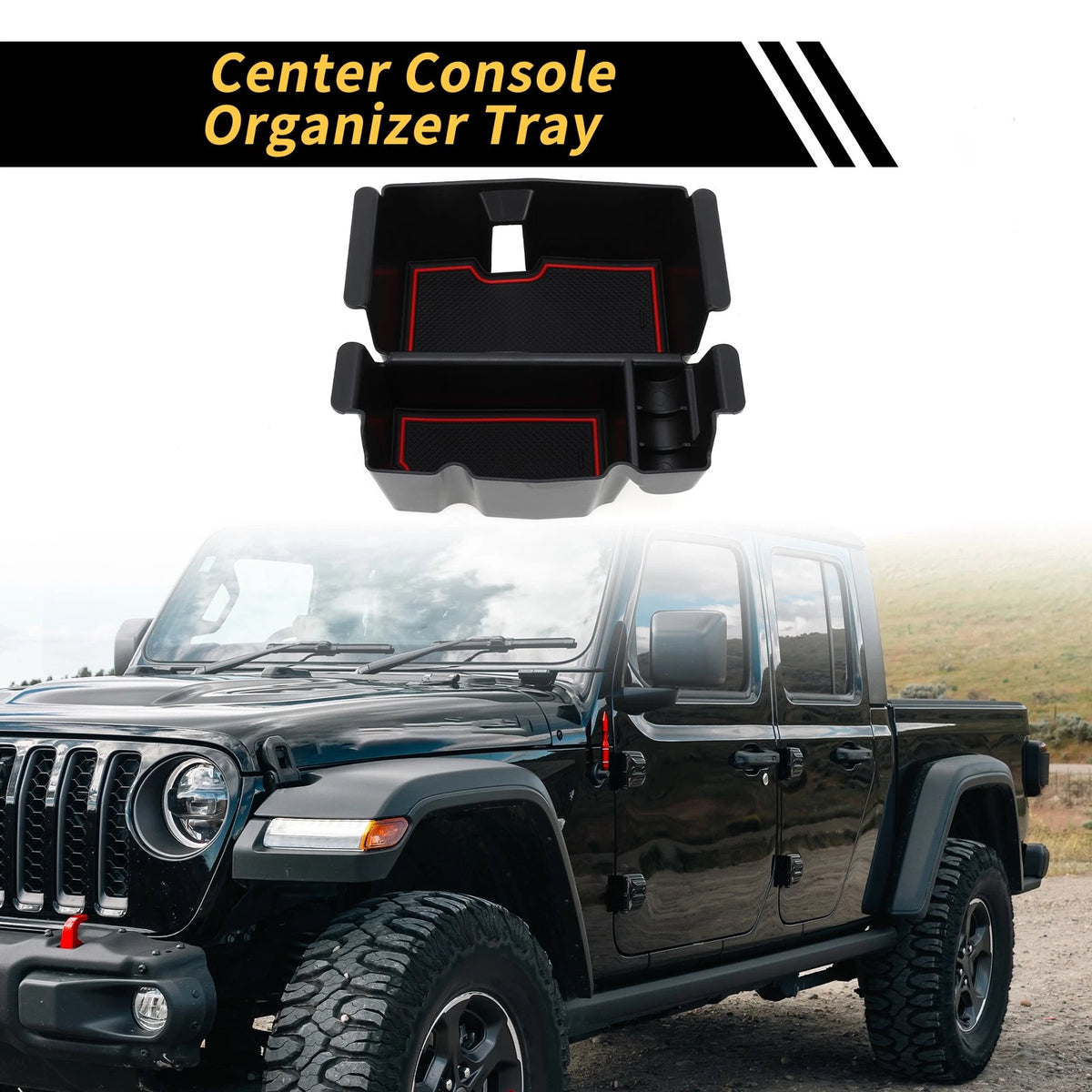 Center Console Organizer Tray for Jeep Wrangler JL JLU (2018-2022) Black Red